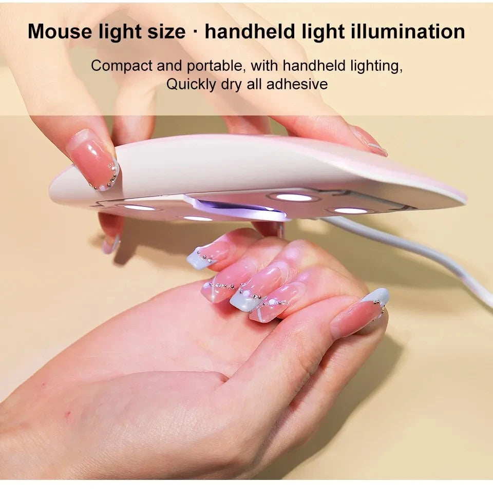 6W Mini Nail Dryer Machine | Portable 6 LED UV, Manicure Lamp, Home Use, Nail Lamp For Drying Polish Varnish, With USB Cable