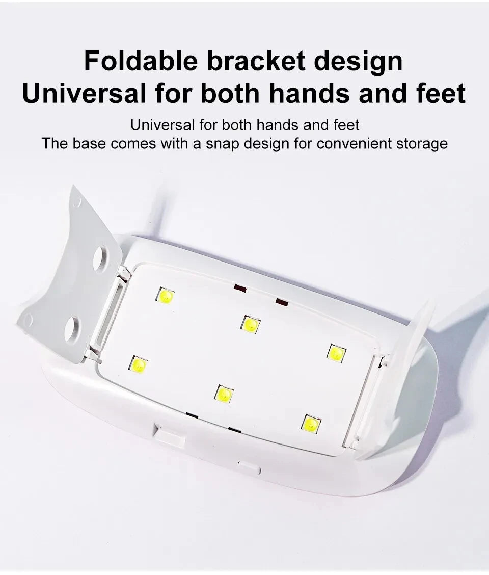 6W Mini Nail Dryer Machine | Portable 6 LED UV, Manicure Lamp, Home Use, Nail Lamp For Drying Polish Varnish, With USB Cable