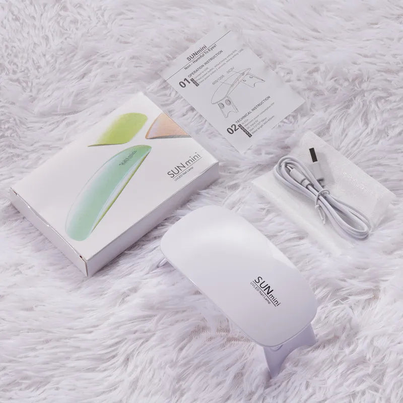 6W Mini Nail Dryer Machine | Portable 6 LED UV, Manicure Lamp, Home Use, Nail Lamp For Drying Polish Varnish, With USB Cable